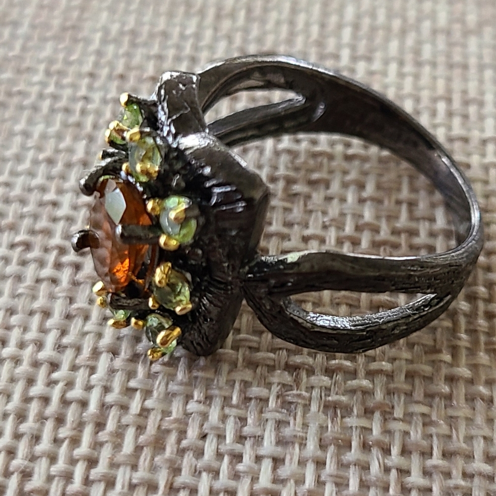 Orange Opal Sterling Silver Ring - image 5